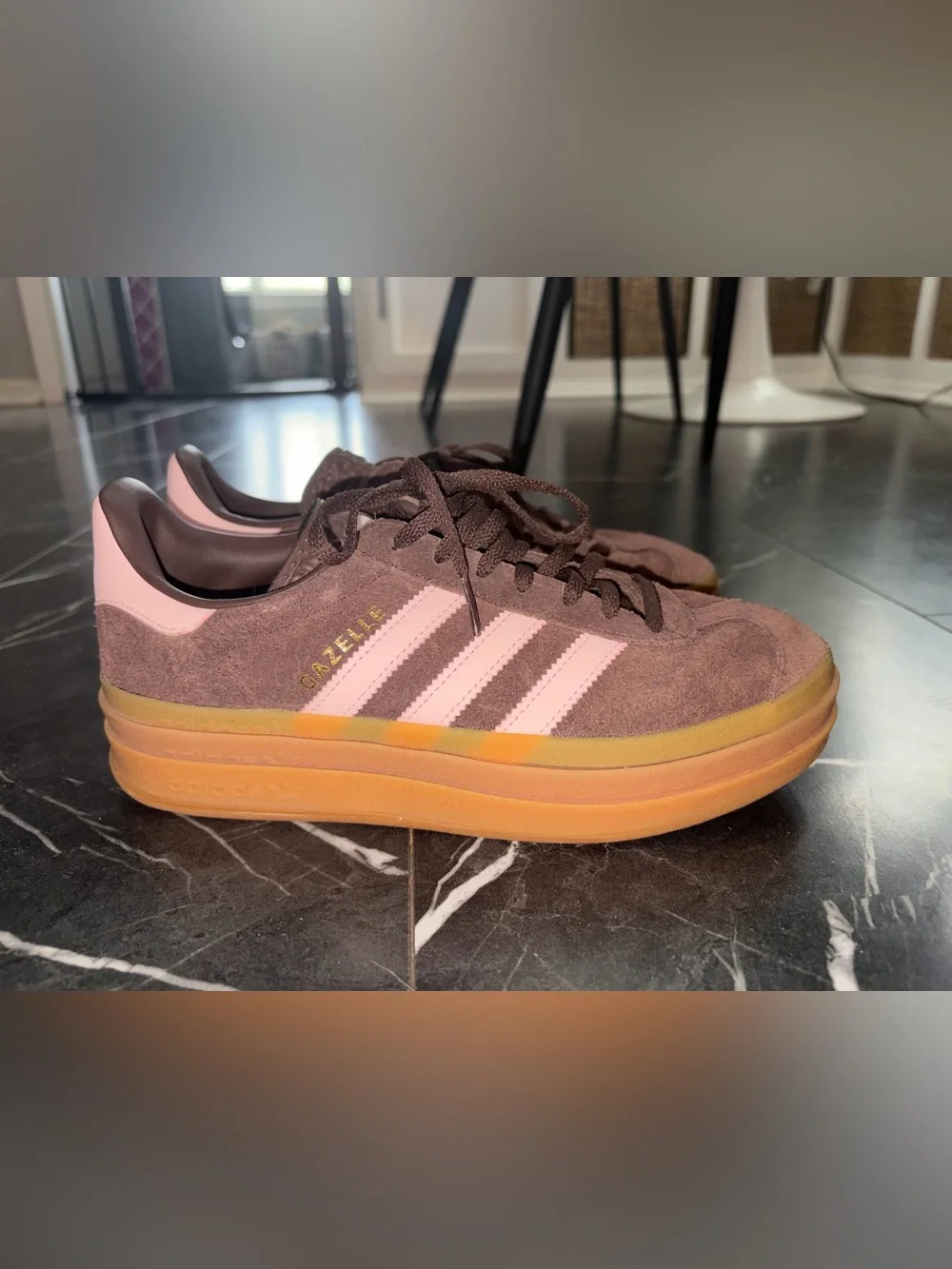 Adidas Gazelle Platform Sneakers – Brown/Pink
